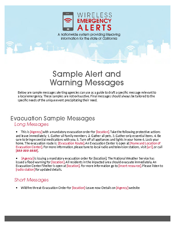 Image of the Sample AW Messages document, page 1