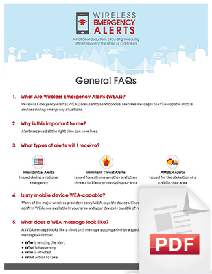 Image of the General WEA Frequently Asked Questions (FAQs) document, page 1